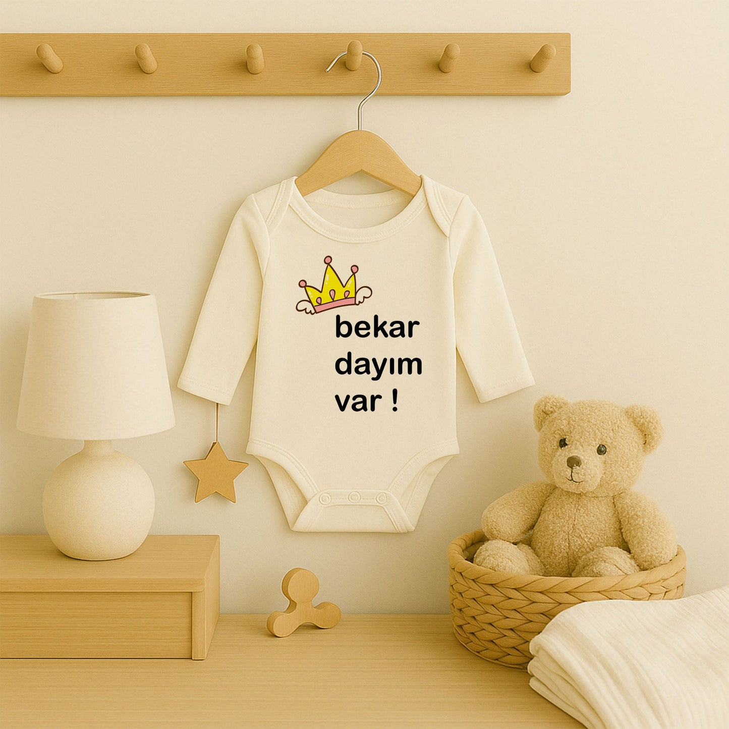 Taç Temalı Kişiye Özel Bebek Zıbını – 1–36 Ay | Prenses Tasarım, DTF Baskı