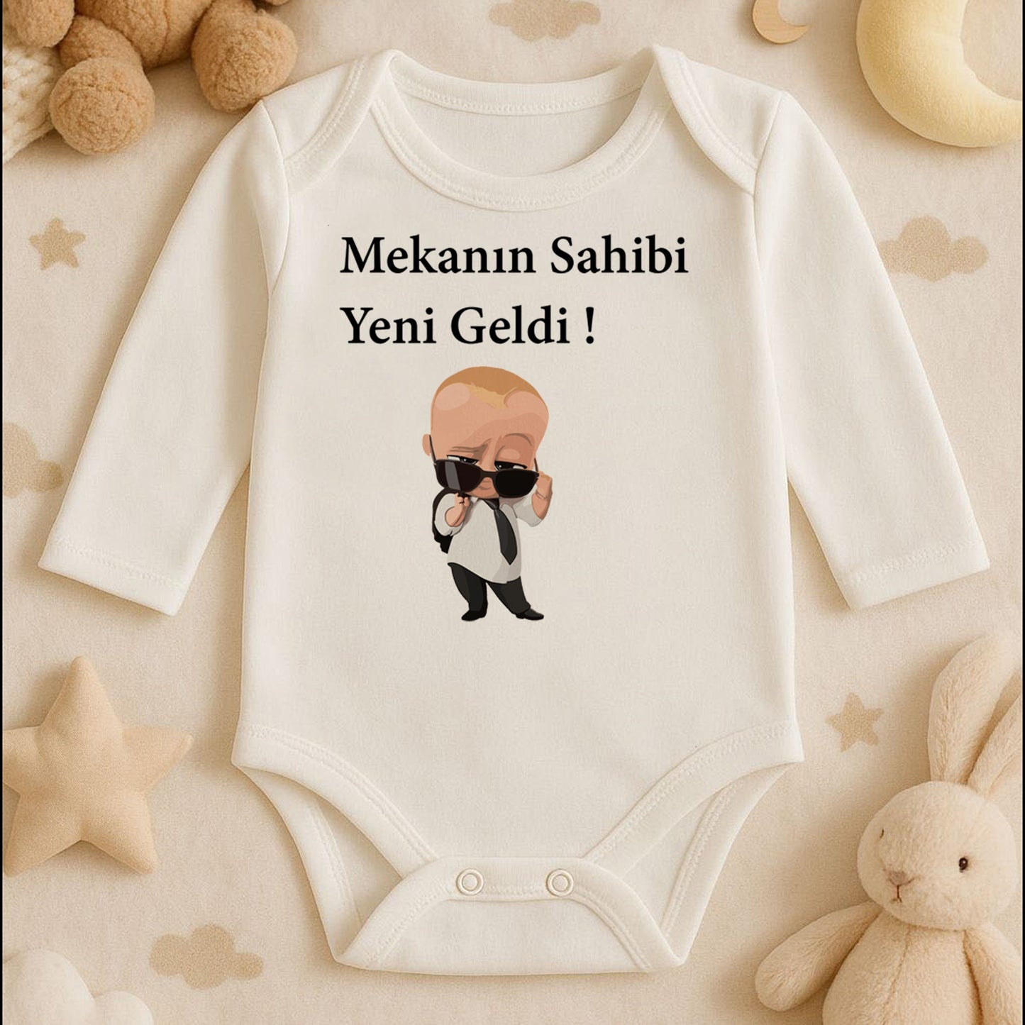 Cool Bebek Baskılı Bebek Zıbını – Gözlüklü Karizma Tasarım | 1–36 Ay