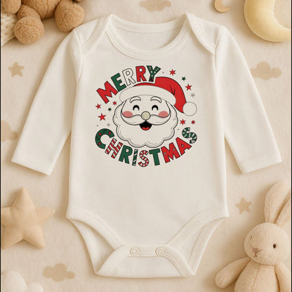 Merry Christmas Noel Baba Baskılı Bebek Zıbını | Yılbaşı Özel Tasarım | 1–36 Ay