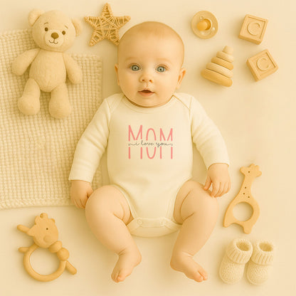Mom I Love You Baskılı Bebek Zıbını | Anne Sevgisi Temalı | 1–36 Ay