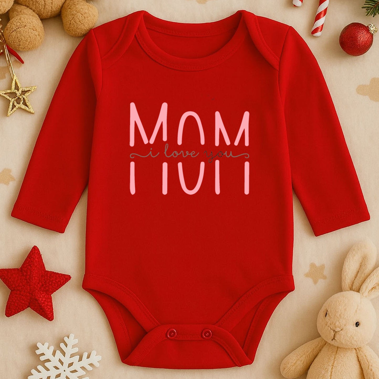 Mom I Love You Baskılı Bebek Zıbını | Anne Sevgisi Temalı | 1–36 Ay