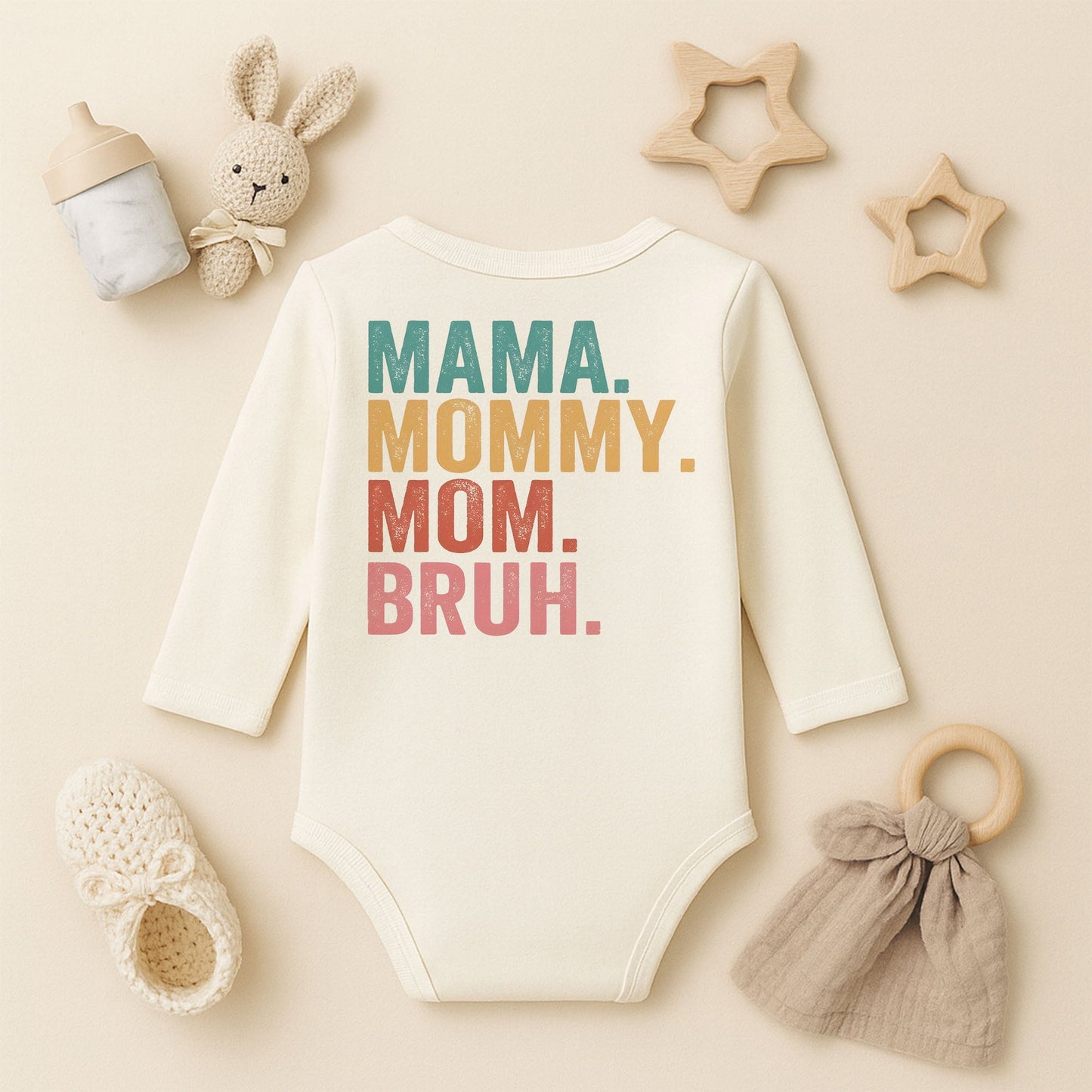 Mama Mommy Mom Bruh Baskılı Bebek Zıbını | Eğlenceli Anne Temalı | 1–36 Ay