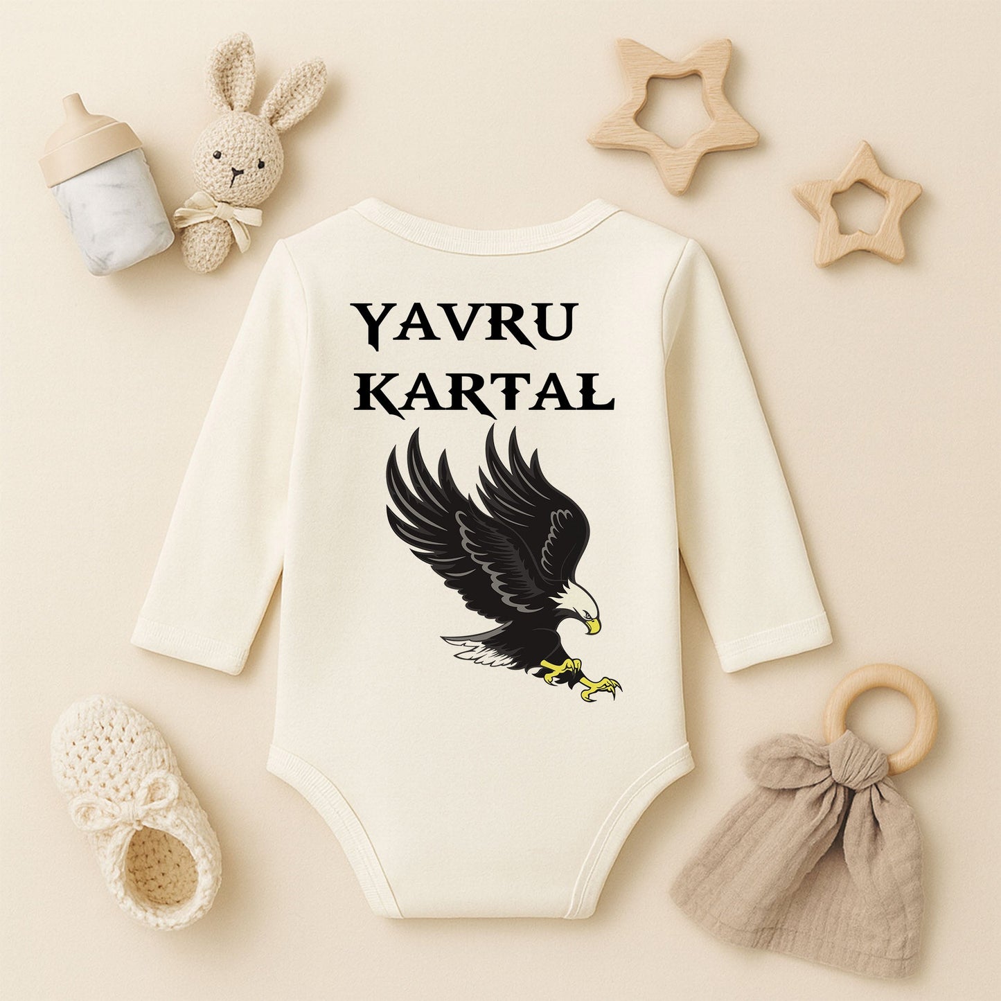 Kartal Desenli Bebek Zıbını | 1–36 Ay, DTF Baskı, Güçlü & Özgür Tasarım