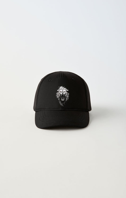 Aslan Baskılı Siyah Şapka