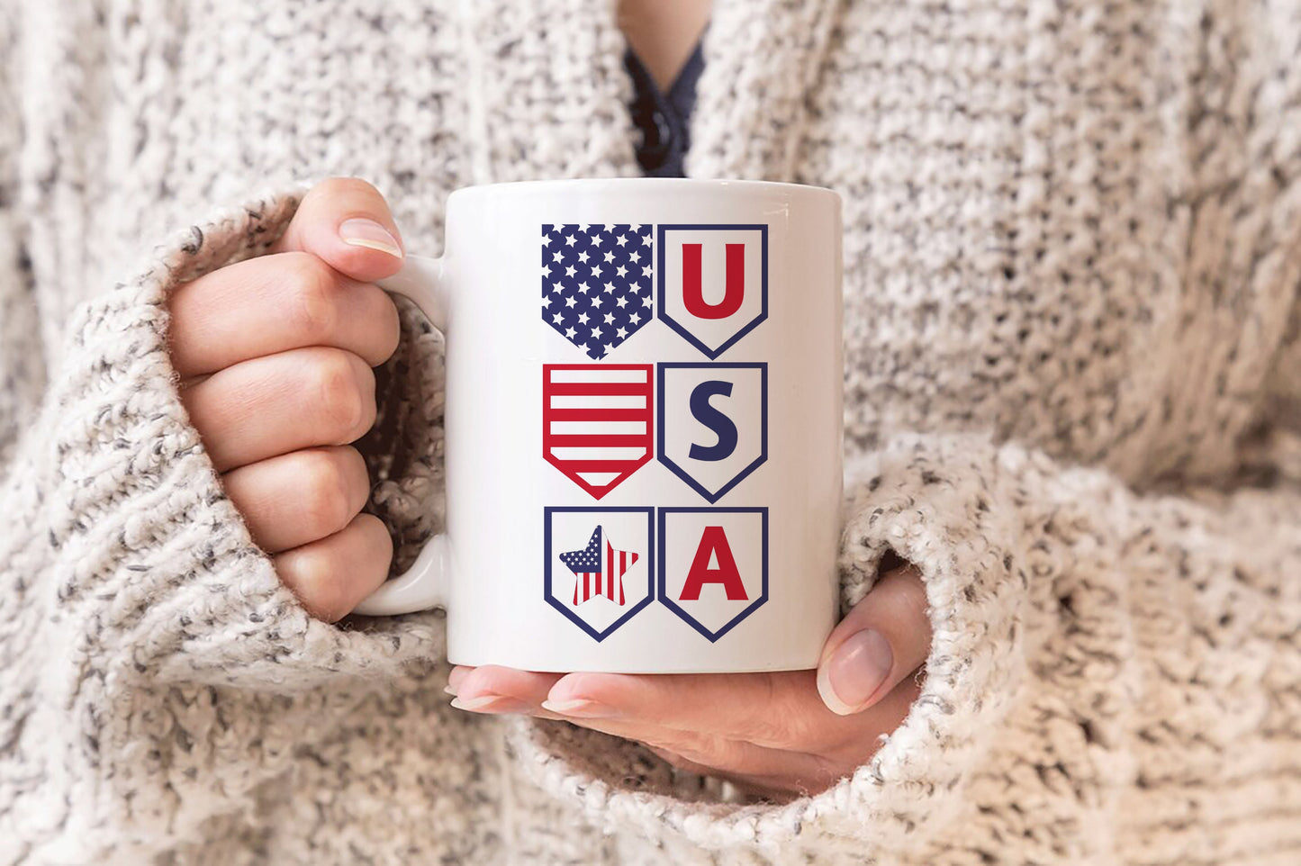 Amerika Usa Baskılı Porselen Kupa