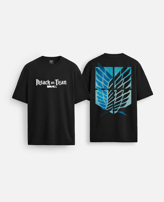 Attack on titan baskılı oversize tişört