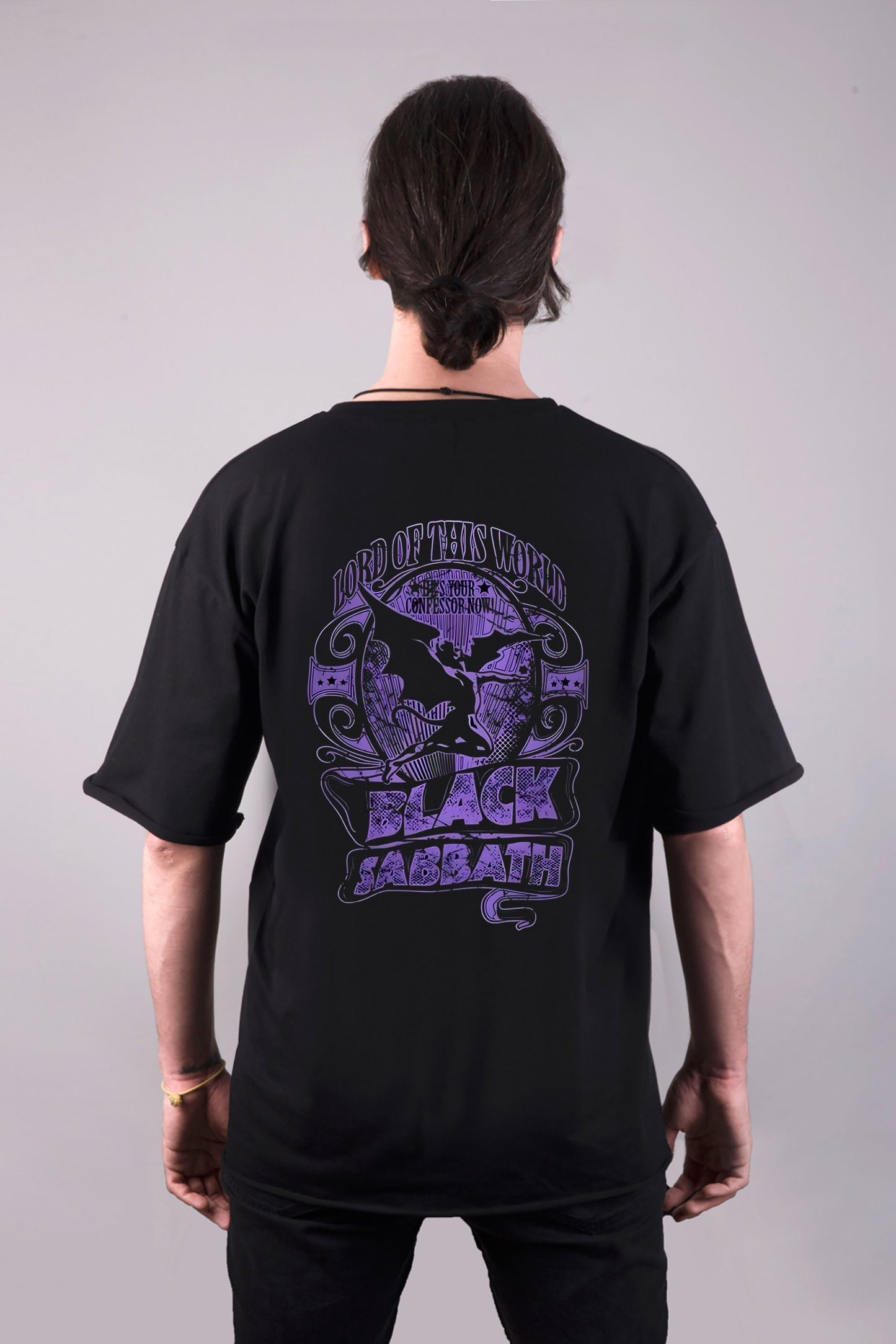 Black Sabbath baskılı oversize tişört