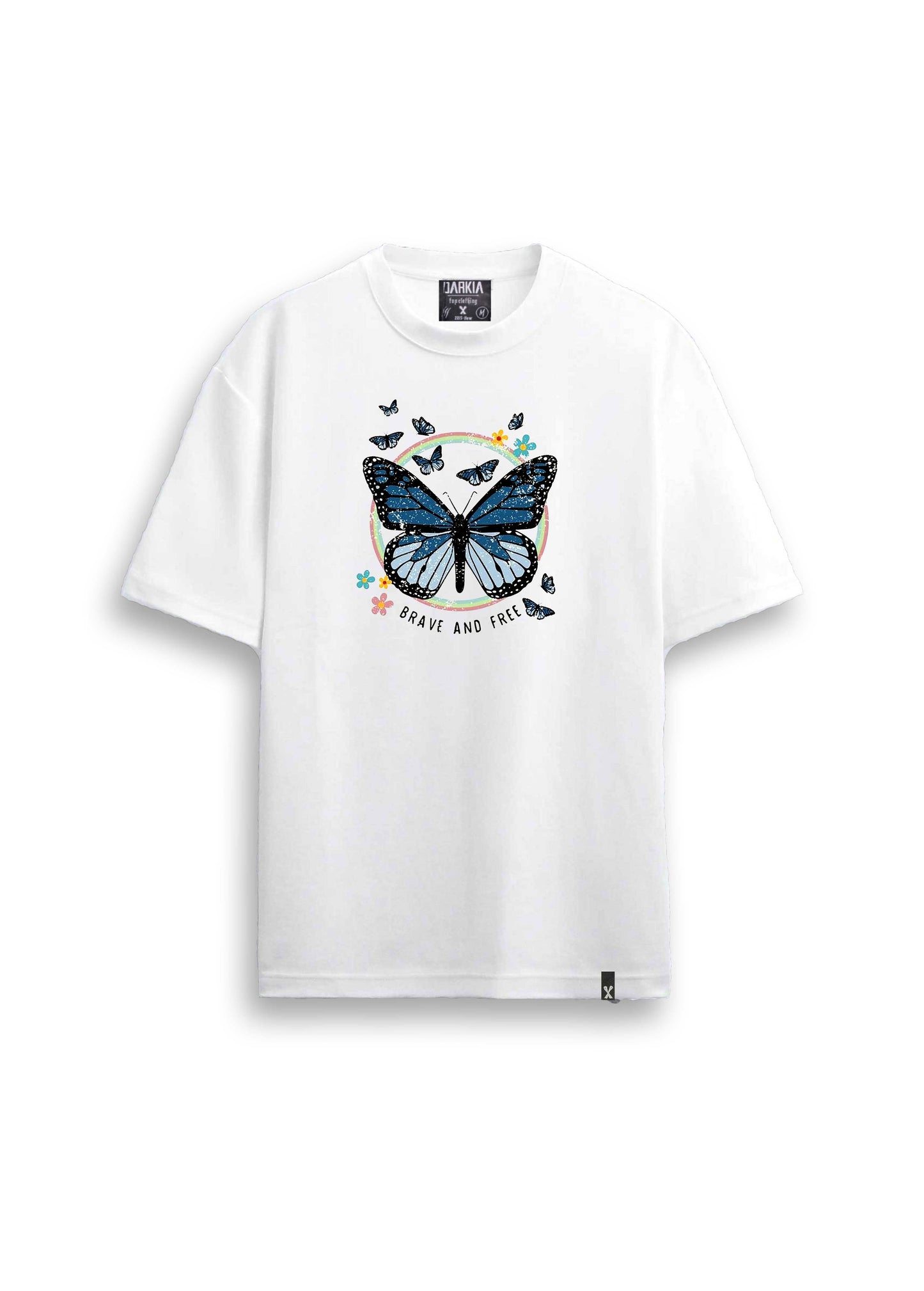 kelebek baskılı regular beyaz tişört