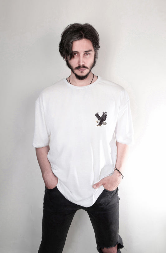 Kartal baskılı oversize tişört