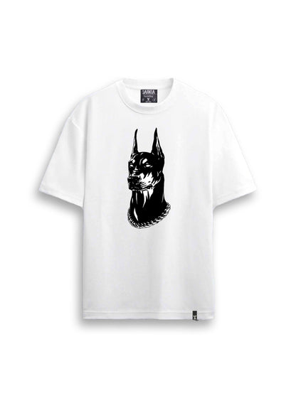 doberman baskılı regular beyaz tişört