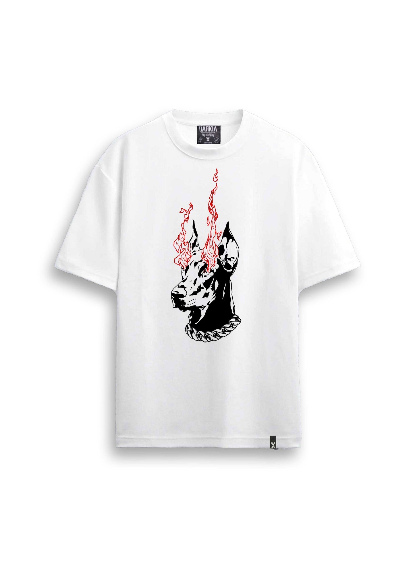 doberman baskılı regular beyaz tişört