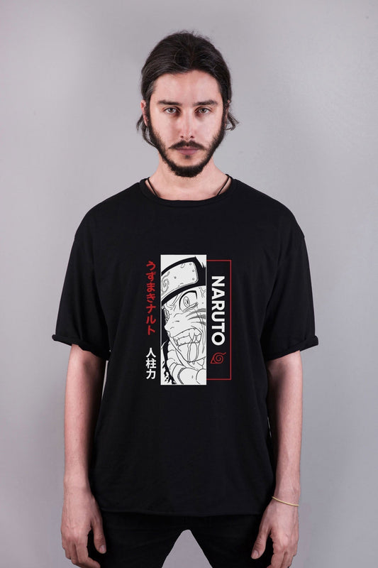 Naruto anime baskılı oversize tişört