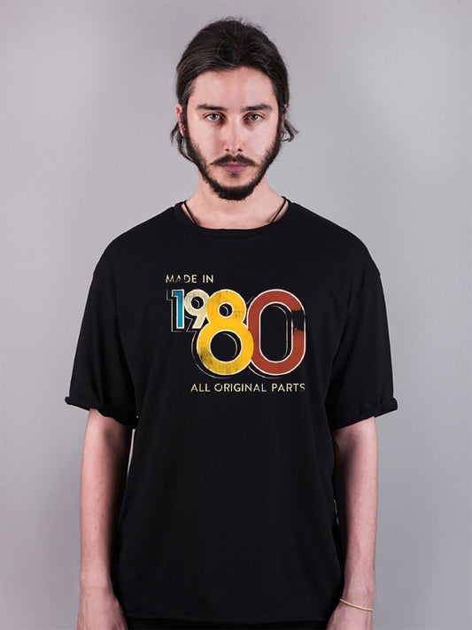 80's retro baskılı oversize tişört