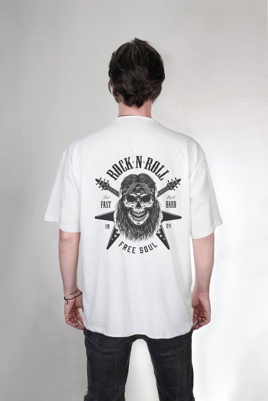 Rock baskılı oversize tişört