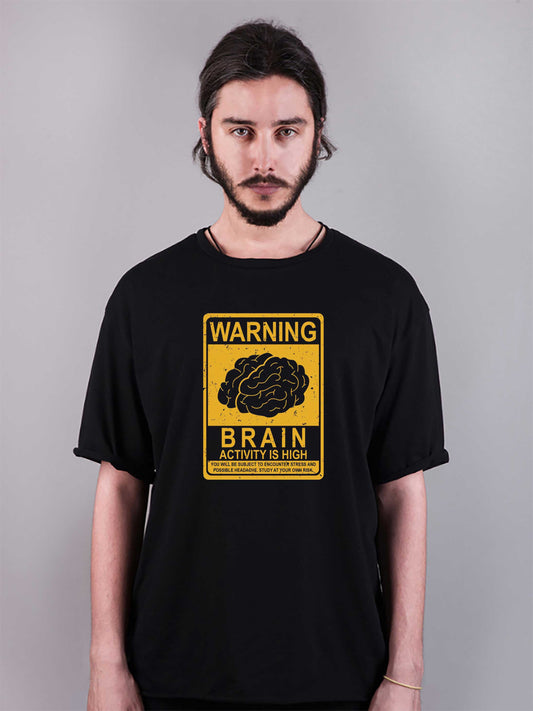warning baskılı oversize tişört